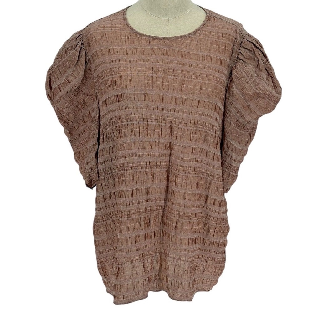 Express Women's Textured Striped Puff Sleeve Top XL‎